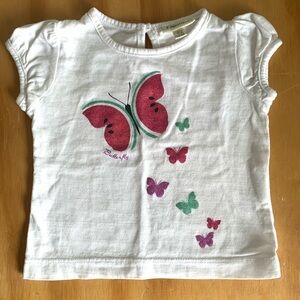 Italian White Cotton Tee with Butterfly Design 3m